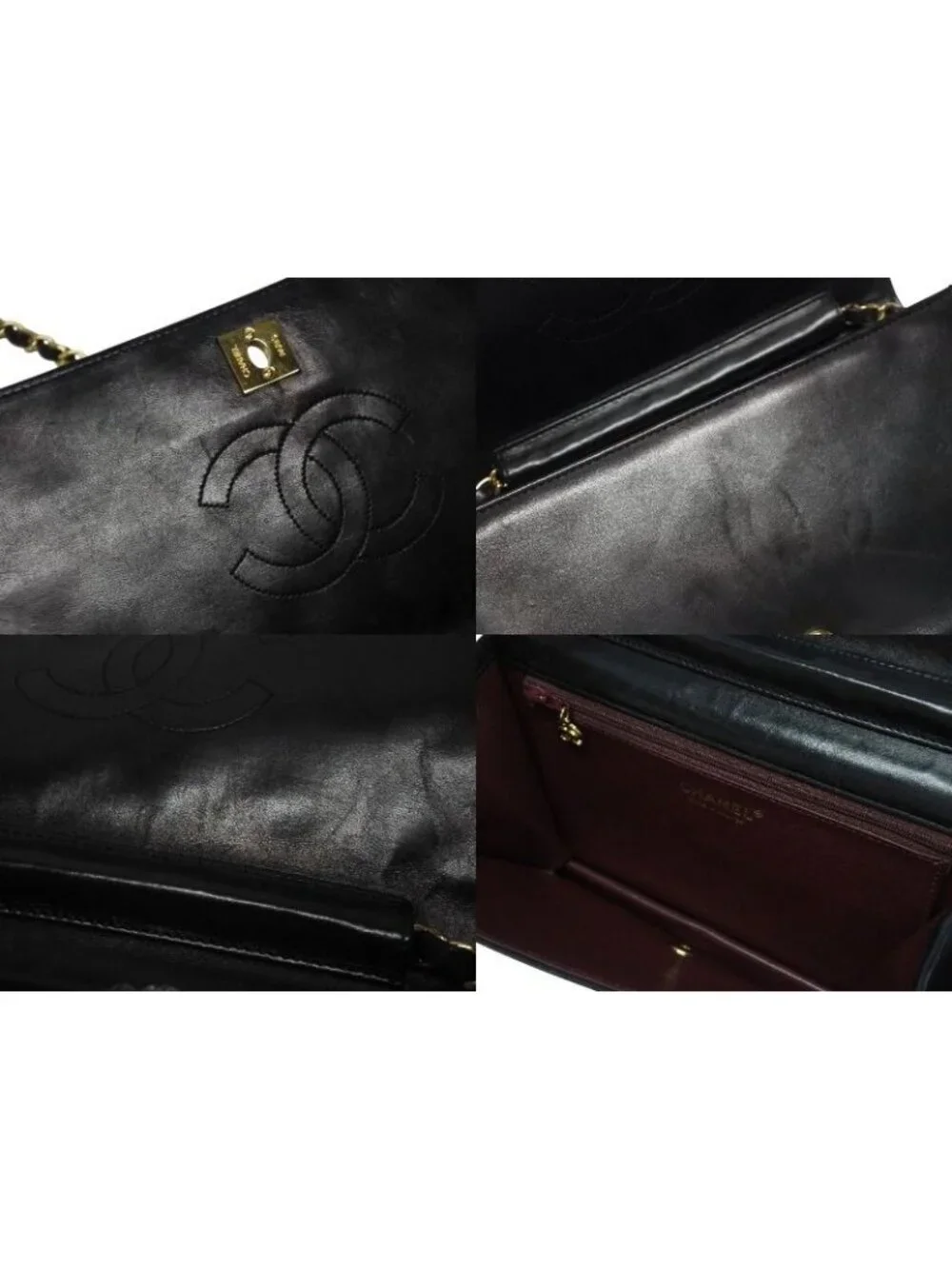 Chanel Turnlock Chain Shoulder Bag CC Logo Lambskin Black Gold